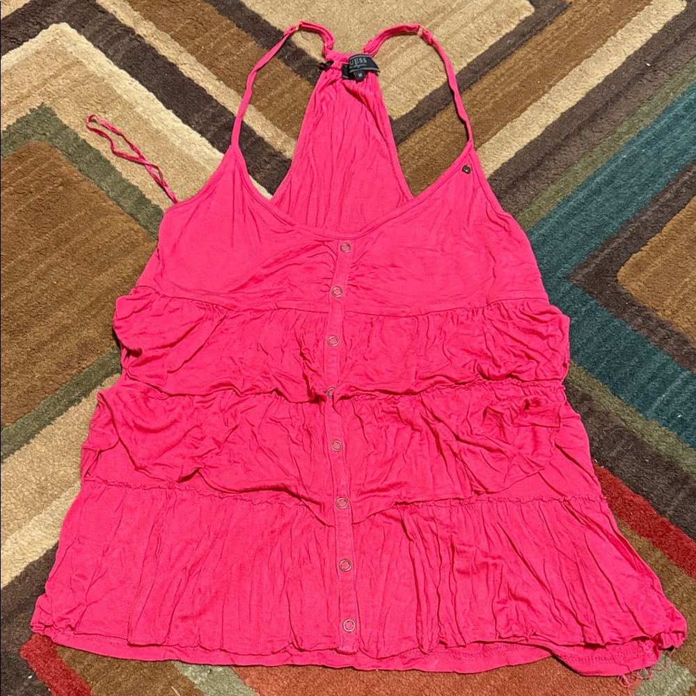 Guess Fuchsia Button-Down Tank Top